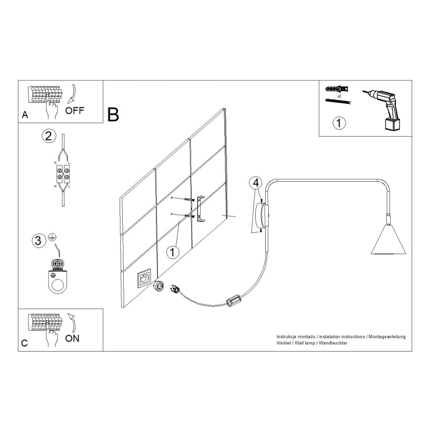 Seinävalaisin NOX 1xE14/10W/230V kerma