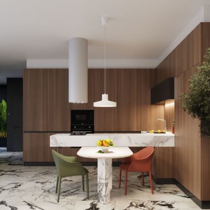 Kattokruunu johdossa BILO 1xE27/15W/230V halkaisija 35 cm valkoinen