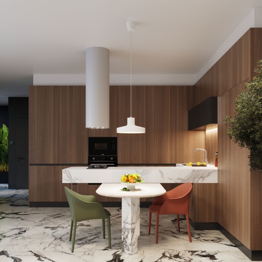 Kattokruunu johdossa BILO 1xE27/15W/230V halkaisija 35 cm valkoinen