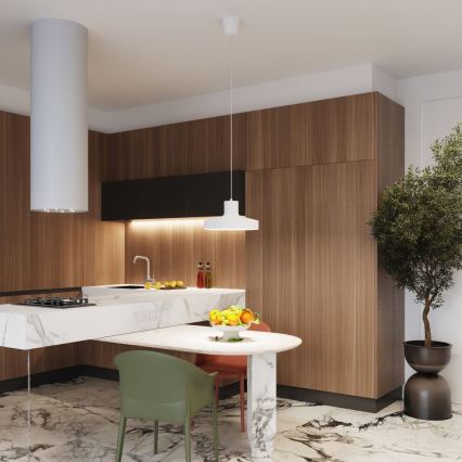 Kattokruunu johdossa BILO 1xE27/15W/230V halkaisija 35 cm valkoinen