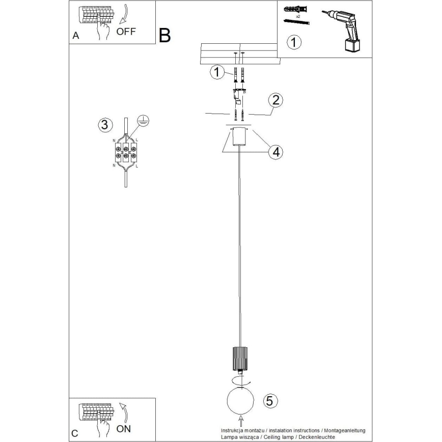 Kattokruunu johdossa HALO 1xG9/8W/230V halkaisija 12 cm valkoinen