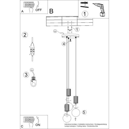 Kattokruunu johdossa HALO 3xG9/8W/230V halkaisija 25 cm valkoinen