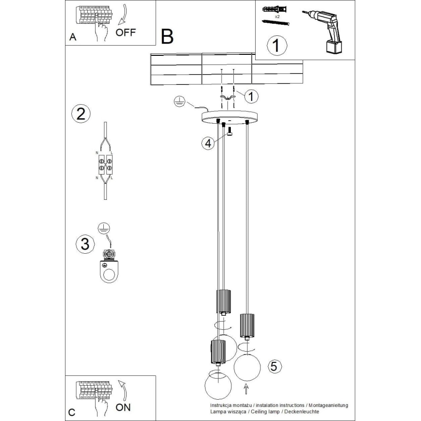 Kattokruunu johdossa HALO 3xG9/8W/230V halkaisija 25 cm valkoinen