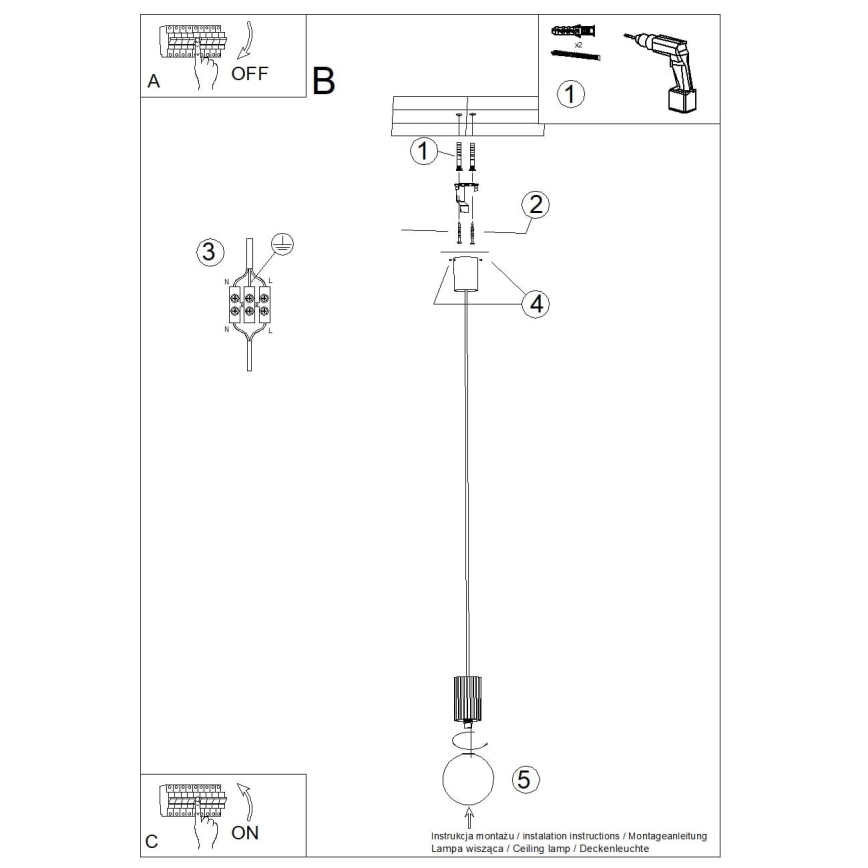 Kattokruunu johdossa HALO 1xG9/8W/230V halkaisija 12 cm kerma