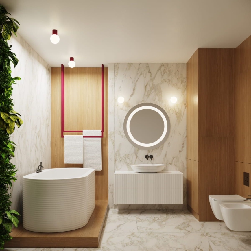 Kylpyhuoneen seinävalaisin HALO 1xG9/8W/230V halkaisija 12 cm IP44 punainen