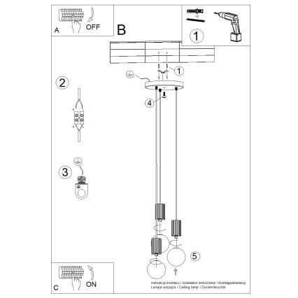 Kattokruunu johdossa HALO 3xG9/8W/230V halkaisija 25 cm punainen
