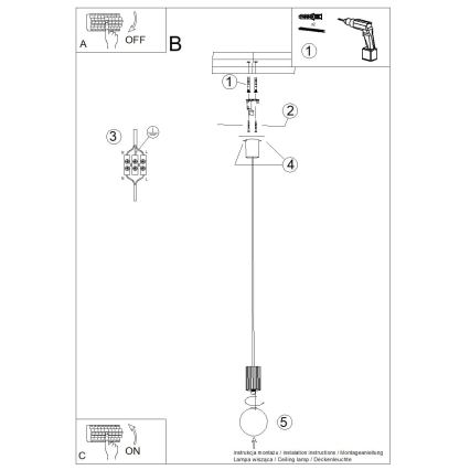 Kattokruunu johdossa HALO 1xG9/8W/230V halkaisija 12 cm vaaleanpunainen