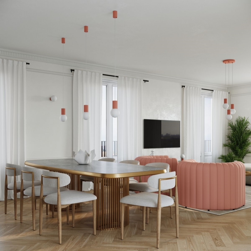 Kattokruunu johdossa HALO 3xG9/8W/230V halkaisija 25 cm vaaleanpunainen