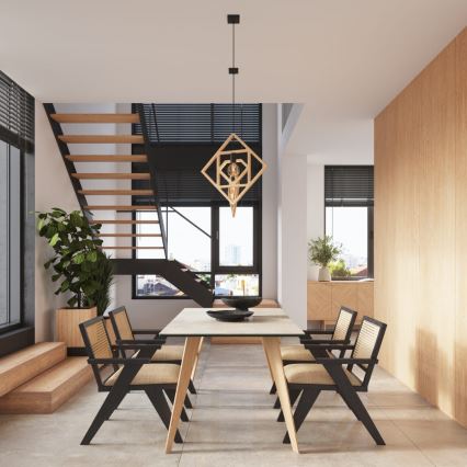 Kattokruunu johdossa CARO 1xE27/15W/230V pyökki