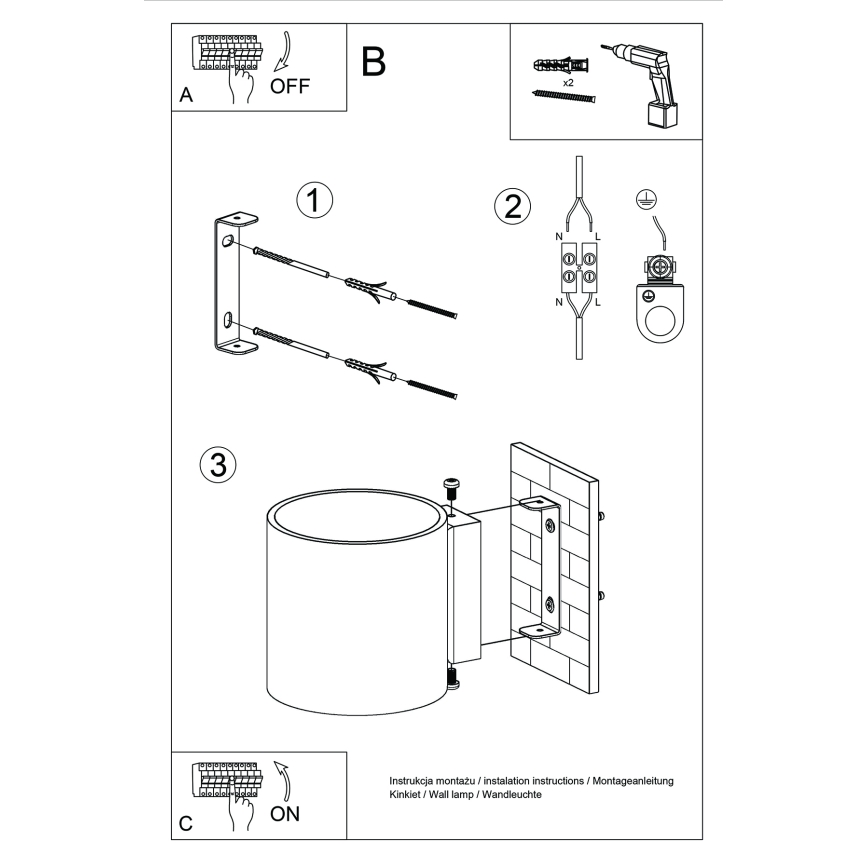 Seinäkohdevalaisin ORBIS 1xG9/8W/230V betoni/kerma
