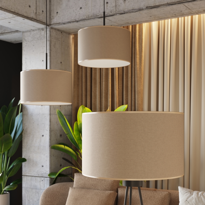 Riippuvalaisin langalla NEVIA 1xE27/15W/230V, halkaisija 40 cm, taupe