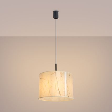 Riippuvalaisin NEVIA johdolla 1xE27/15W/230V, Ø 40 cm, beige/marmorikuvio