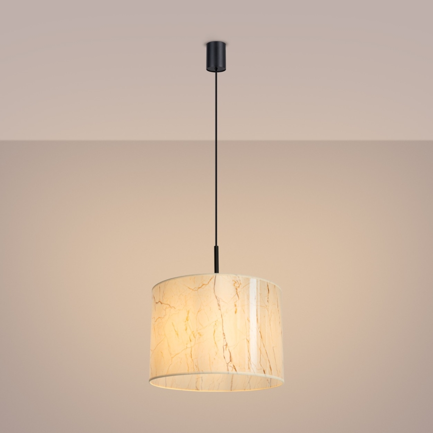 Riippuvalaisin NEVIA johdolla 1xE27/15W/230V, Ø 40 cm, beige/marmorikuvio
