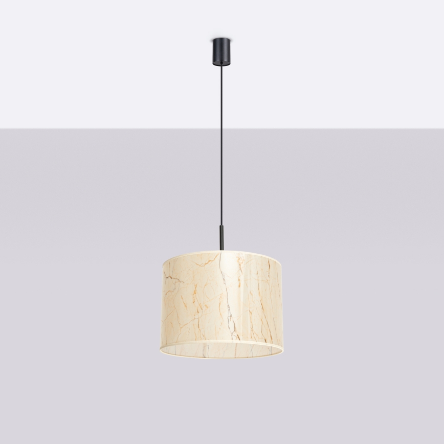 Riippuvalaisin NEVIA johdolla 1xE27/15W/230V, Ø 40 cm, beige/marmorikuvio