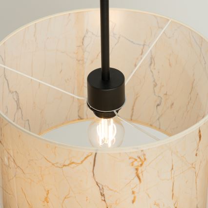 Riippuvalaisin NEVIA johdolla 1xE27/15W/230V, Ø 40 cm, beige/marmorikuvio