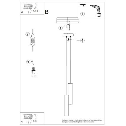 LAGOS-riippuvalaisin johdolla, 2xGU10/10W/230V, musta