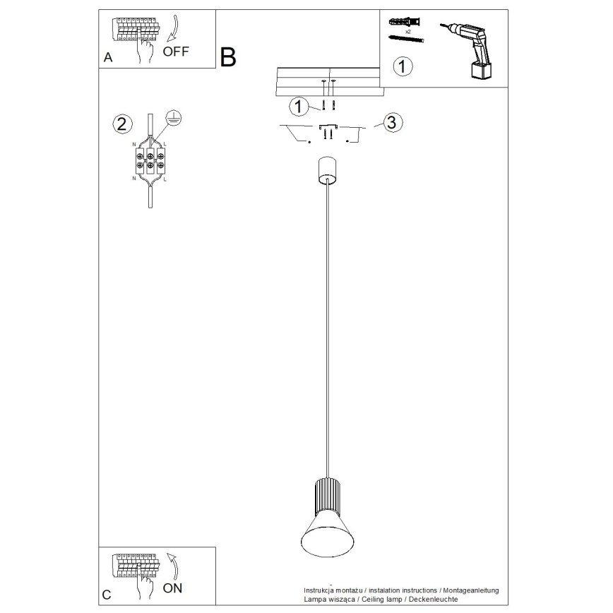 Riippuvalaisin ESTRIA vaijerilla 1xE14/10W/230V, Ø 14 cm, kermanvärinen