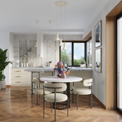 Riippuvalaisin vaijerilla ESTRIA 3xE14/10W/230V, halkaisija 30 cm, kermanvärinen