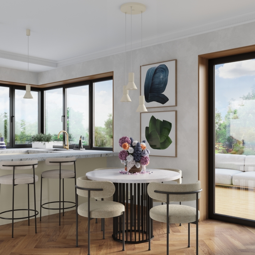 Riippuvalaisin vaijerilla ESTRIA 3xE14/10W/230V, halkaisija 30 cm, kermanvärinen