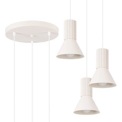 Riippuvalaisin vaijerilla ESTRIA 3xE14/10W/230V, halkaisija 30 cm, kermanvärinen