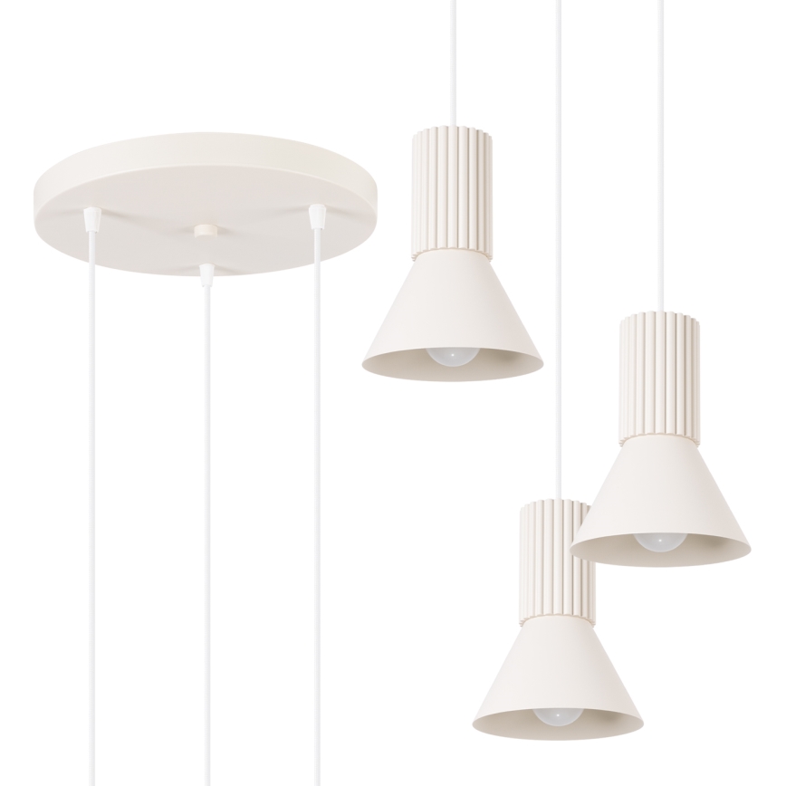 Riippuvalaisin vaijerilla ESTRIA 3xE14/10W/230V, halkaisija 30 cm, kermanvärinen