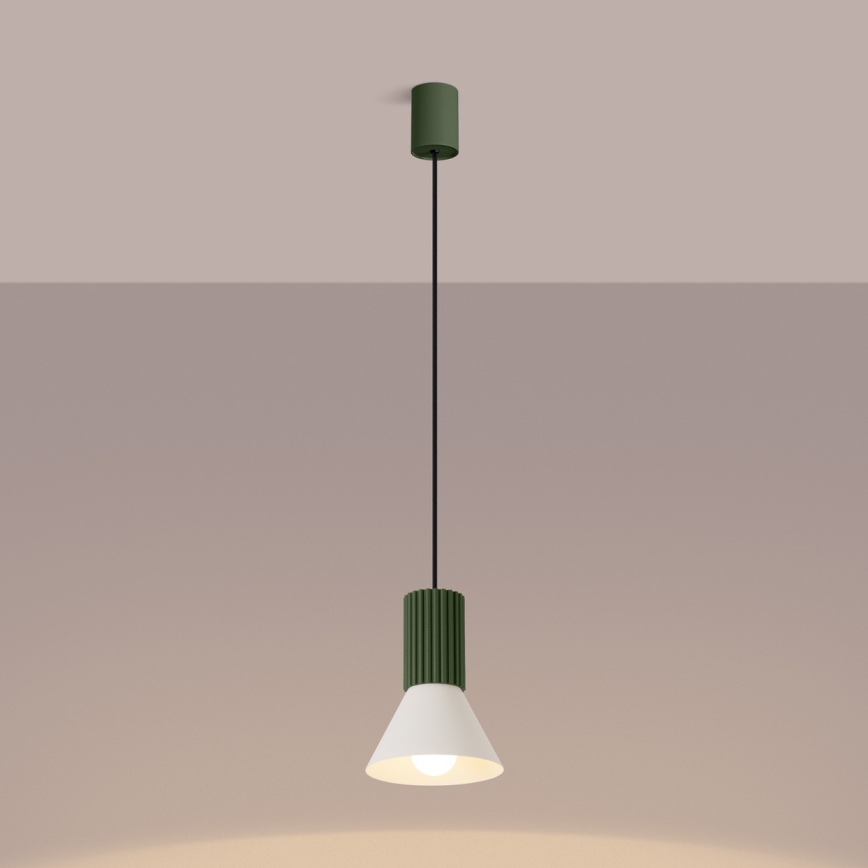 ESTRIA-riippuvalaisin johdolla 1xE14/10W/230V, halkaisija 14 cm, vihreä
