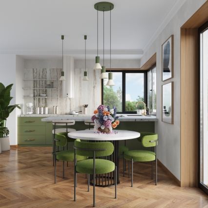 ESTRIA-riippuvalaisin johdolla 1xE14/10W/230V, halkaisija 14 cm, vihreä