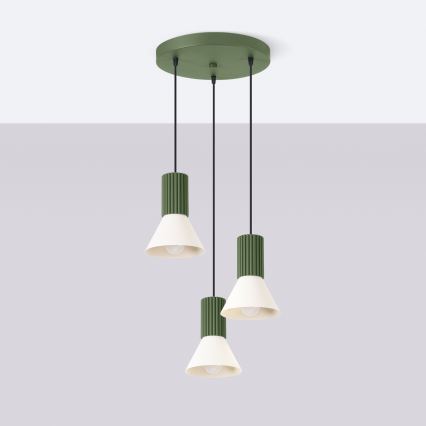 Riippuvalaisin ESTRIA 3xE14/10W/230V Ø 30 cm, vihreä