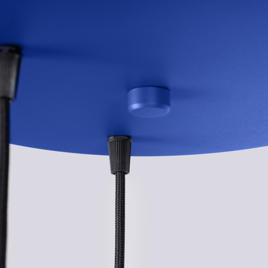 Riippuvalaisin vaijerilla ESTRIA, 3 x E14/10 W/230 V, Ø 30 cm, sininen