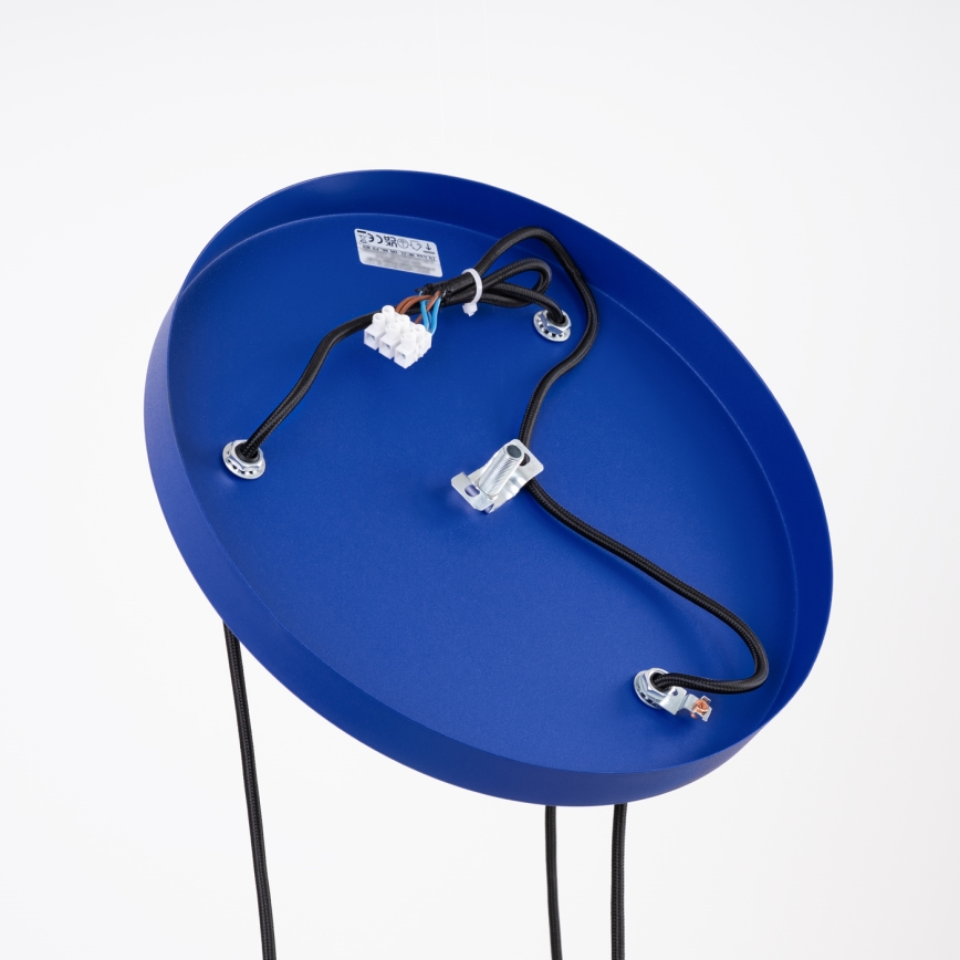 Riippuvalaisin vaijerilla ESTRIA, 3 x E14/10 W/230 V, Ø 30 cm, sininen