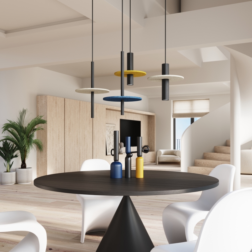 Riippuvalaisin PELTA johdolla 1xGU10/10W/230V musta/kerma