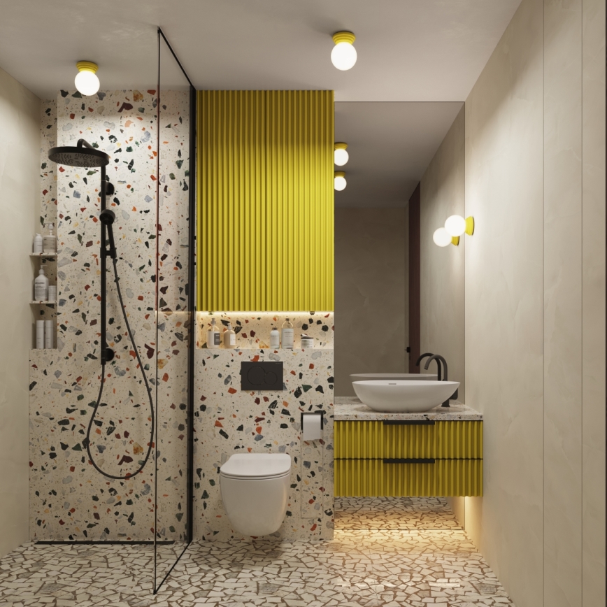 Kylpyhuoneen seinävalaisin ZORI 1xG9/8W/230V IP44 keltainen