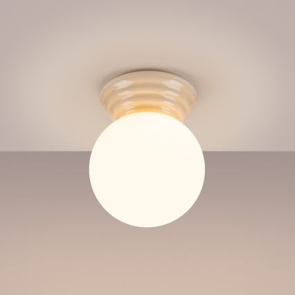 Kylpyhuoneen kattovalaisin ZORI 1xG9/8W/230V Ø 12 cm IP44 beige