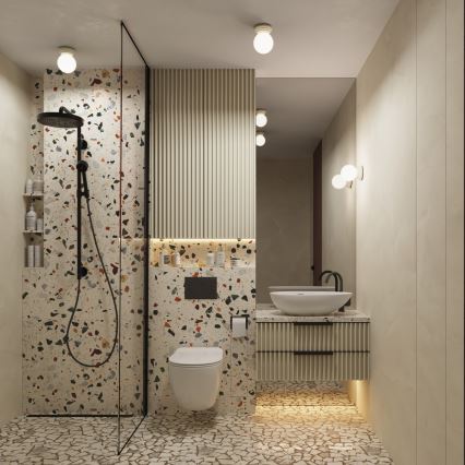 Kylpyhuoneen kattovalaisin ZORI 1xG9/8W/230V Ø 12 cm IP44 beige