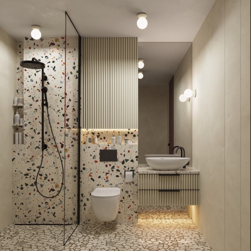 Kylpyhuoneen kattovalaisin ZORI 1xG9/8W/230V Ø 12 cm IP44 beige