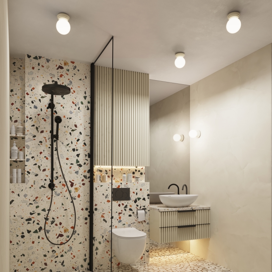 Kylpyhuoneen kattovalaisin ZORI 1xG9/8W/230V Ø 12 cm IP44 beige