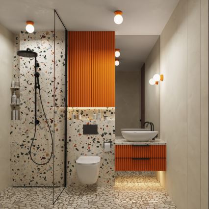 Kylpyhuoneen kattovalaisin ZORI 1xG9/8W/230V Ø 12 cm IP44 oranssi