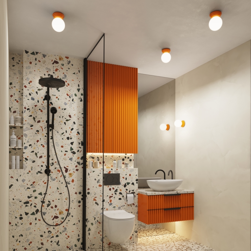 Kylpyhuoneen kattovalaisin ZORI 1xG9/8W/230V Ø 12 cm IP44 oranssi