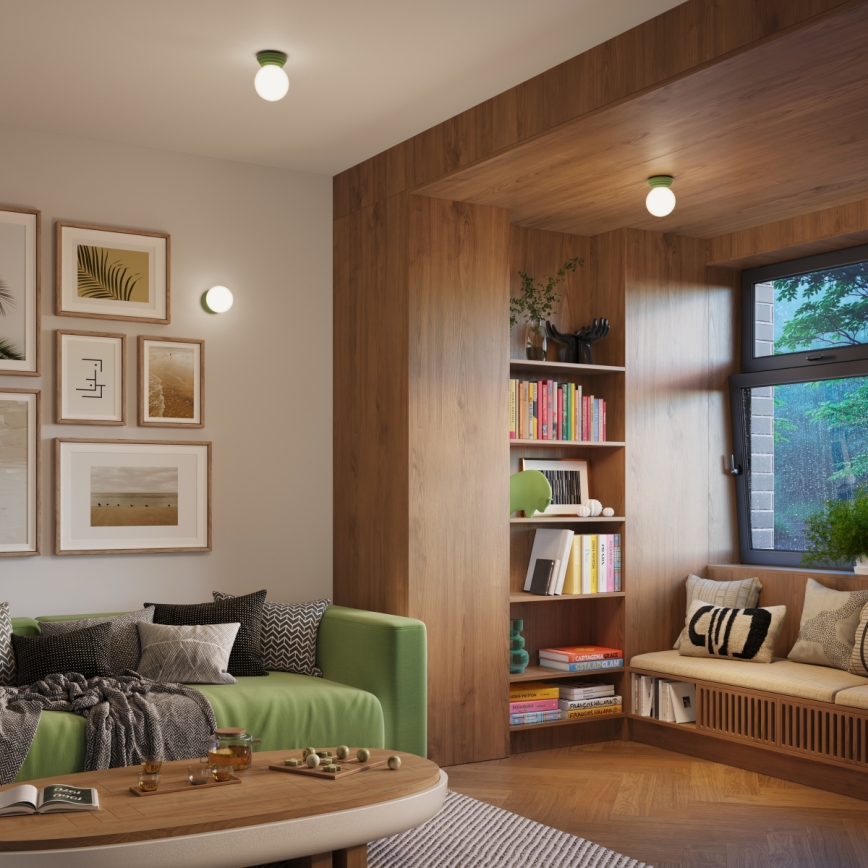 Kylpyhuoneen kattovalaisin ZORI 1xG9/8W/230V halkaisija 12 cm IP44 vihreä