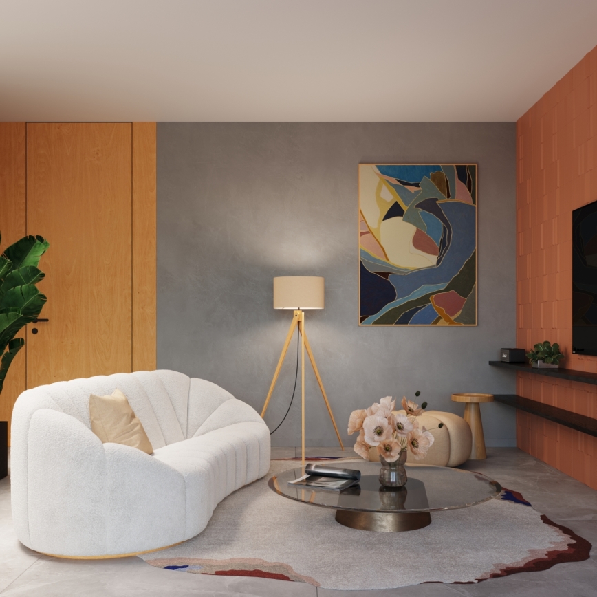 Lattiavalaisin NATT 1xE27/15W/230V harmaanruskea