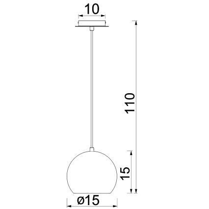 SOOL-riippuvalaisin johdolla, 1 x E27, 15 W, 230 V, halkaisija 15 cm, valkoinen