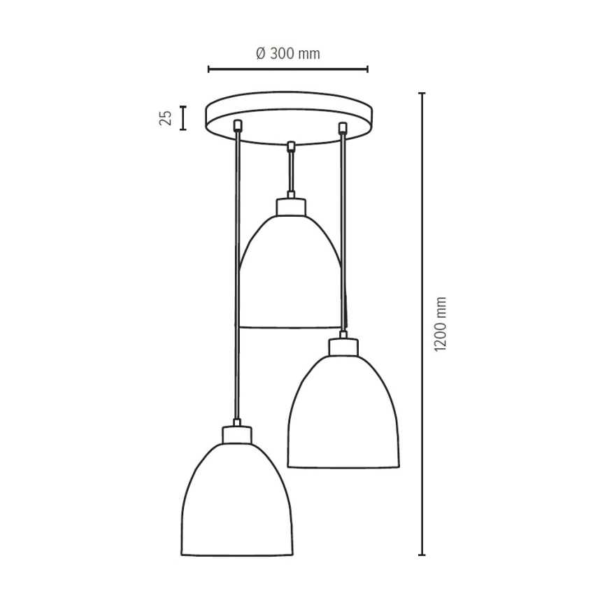 Kattokruunu johdossa AURA 3xE27/60W/230V pyökki