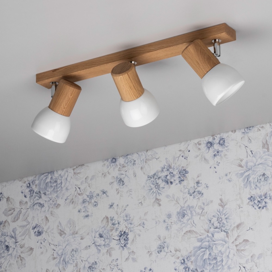 Kohdevalaisin SVENDA 3xE27/60W/230V tammi/valkoinen