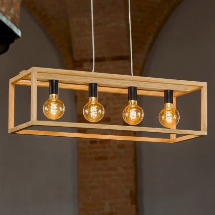 Kattokruunu johdossa KAGO 4xE27/60W/230V matta tammi