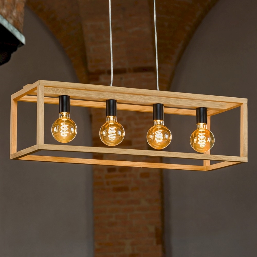 Kattokruunu johdossa KAGO 4xE27/60W/230V matta tammi