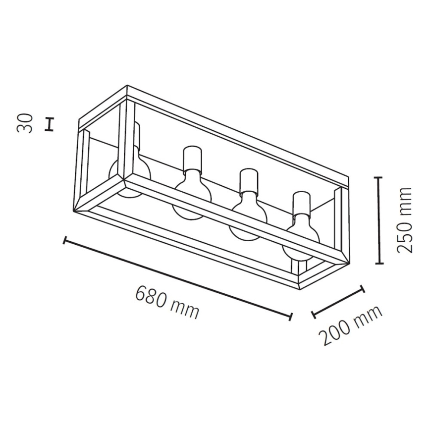 Kattovalaisin KAGO 4xE27/60W/230V mattapintainen tammi
