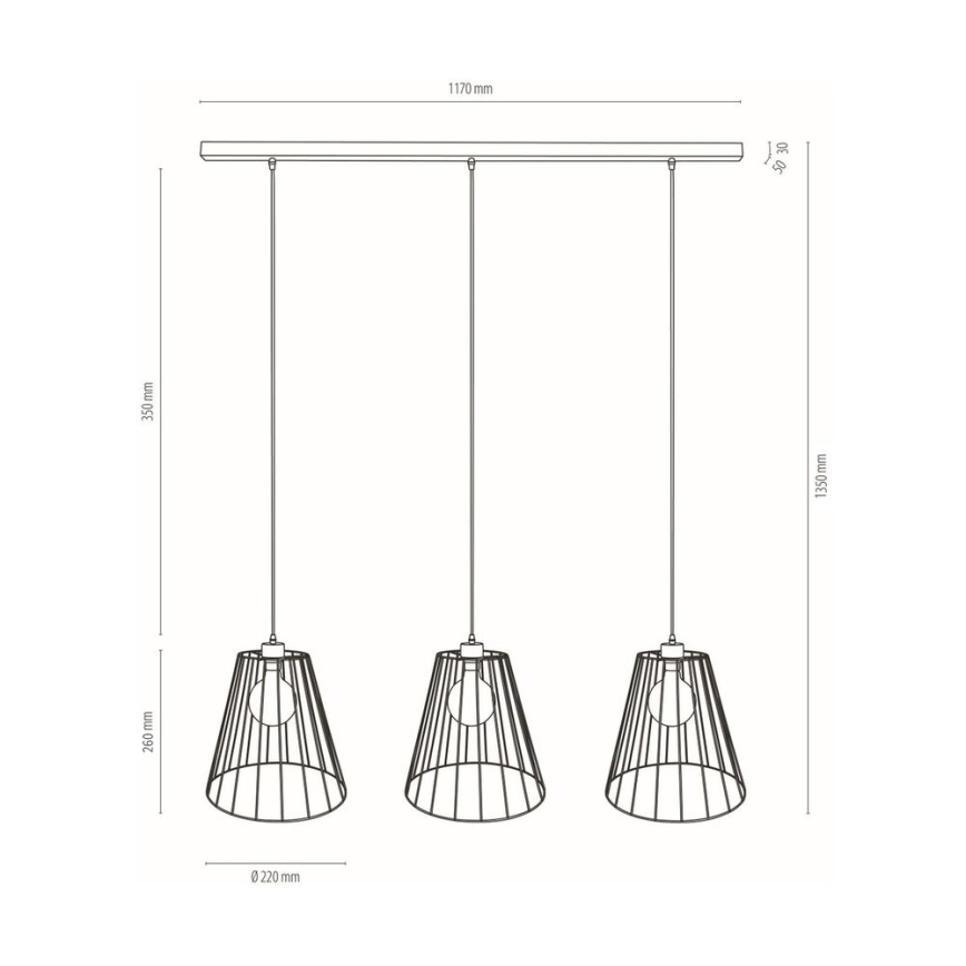 Kattokruunu johdossa ORAZIO 3xE27/60W/230V mänty