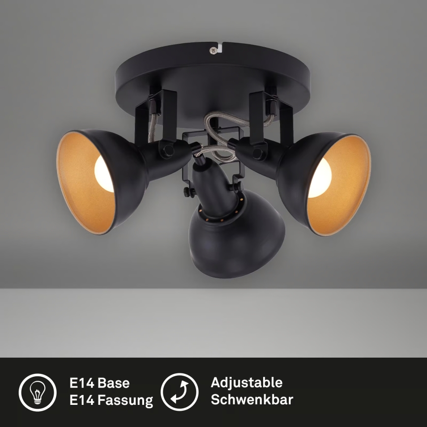 Spottivalaisin 3xE14/40W/230V musta