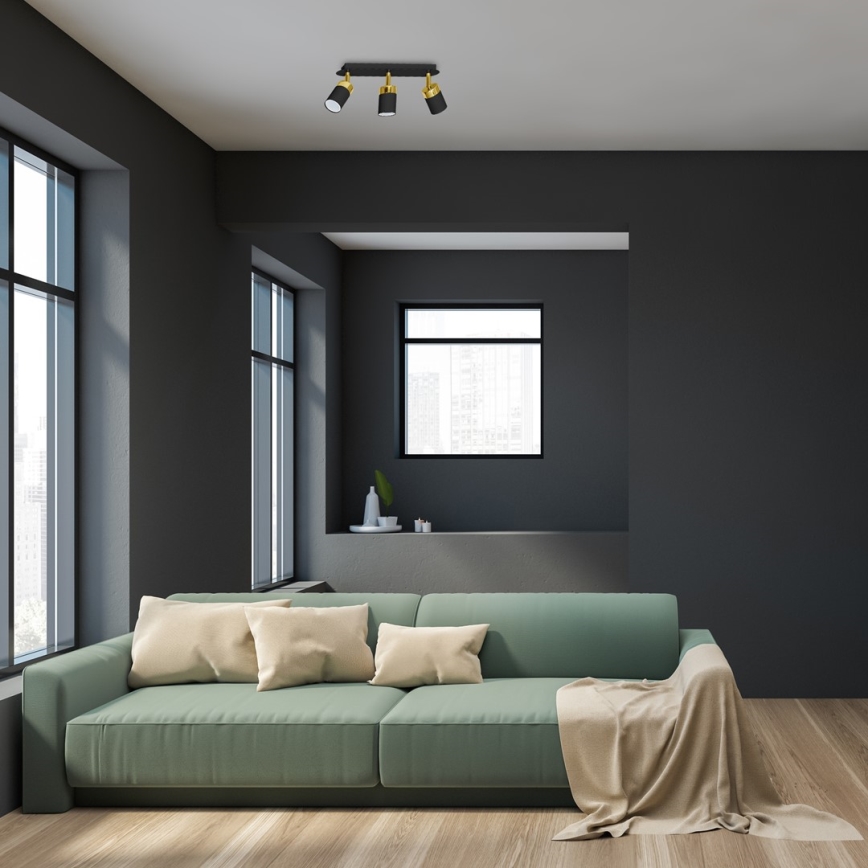 Spottivalaisin JOKER 3xGU10/25W/230V musta/kultainen