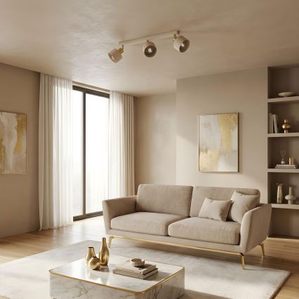 Spottivalaisin PARKLA 3xE27/15W/230V beige/kultainen